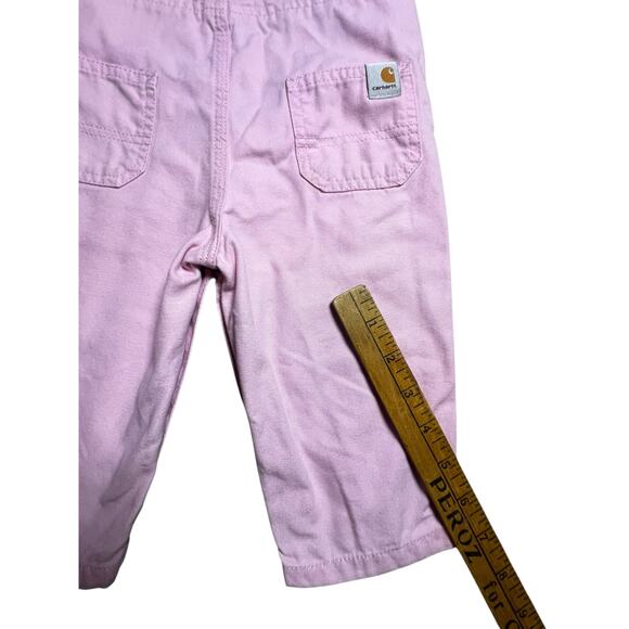 Carhartt pink baby girls floral bib overalls embroidered baby girl size 9 months - Picture 5 of 8